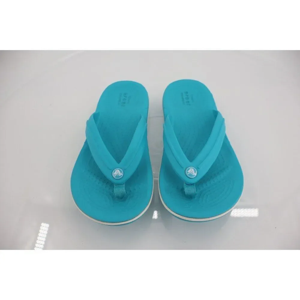 Crocs Crocband Girls Junior Size 1 Flip Flop Sandals Blue Lightweight Comfy